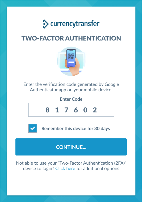 Enter your 2FA Key