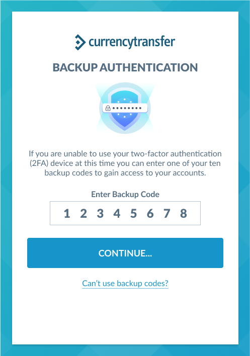 Login using your backup codes